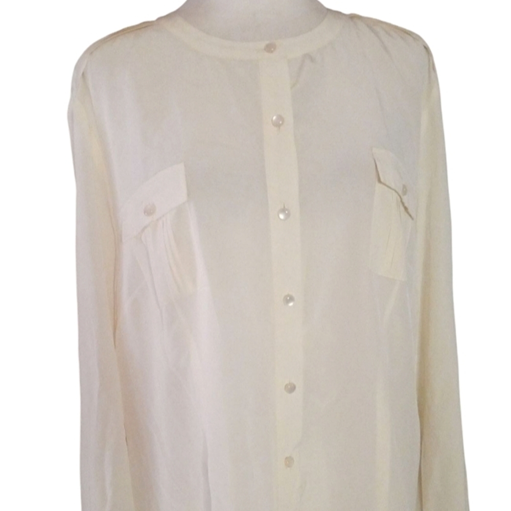 Pendleton Light Cream Button Front Pleat Detail 1… - image 2